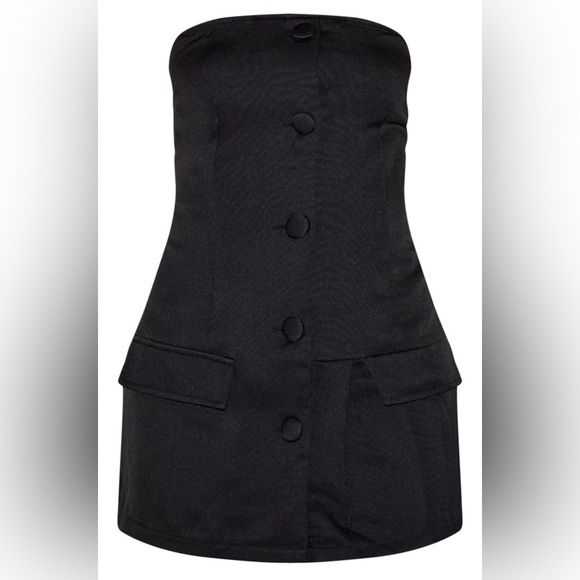 NWT PLT BLACK PLEAT DETAIL BANDEAU SKORT ROMPER - Picture 4 of 4